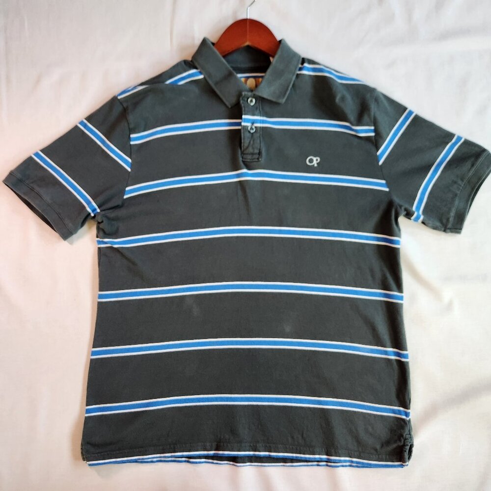 OP Men's Polo Vintage Gray/Blue size Large